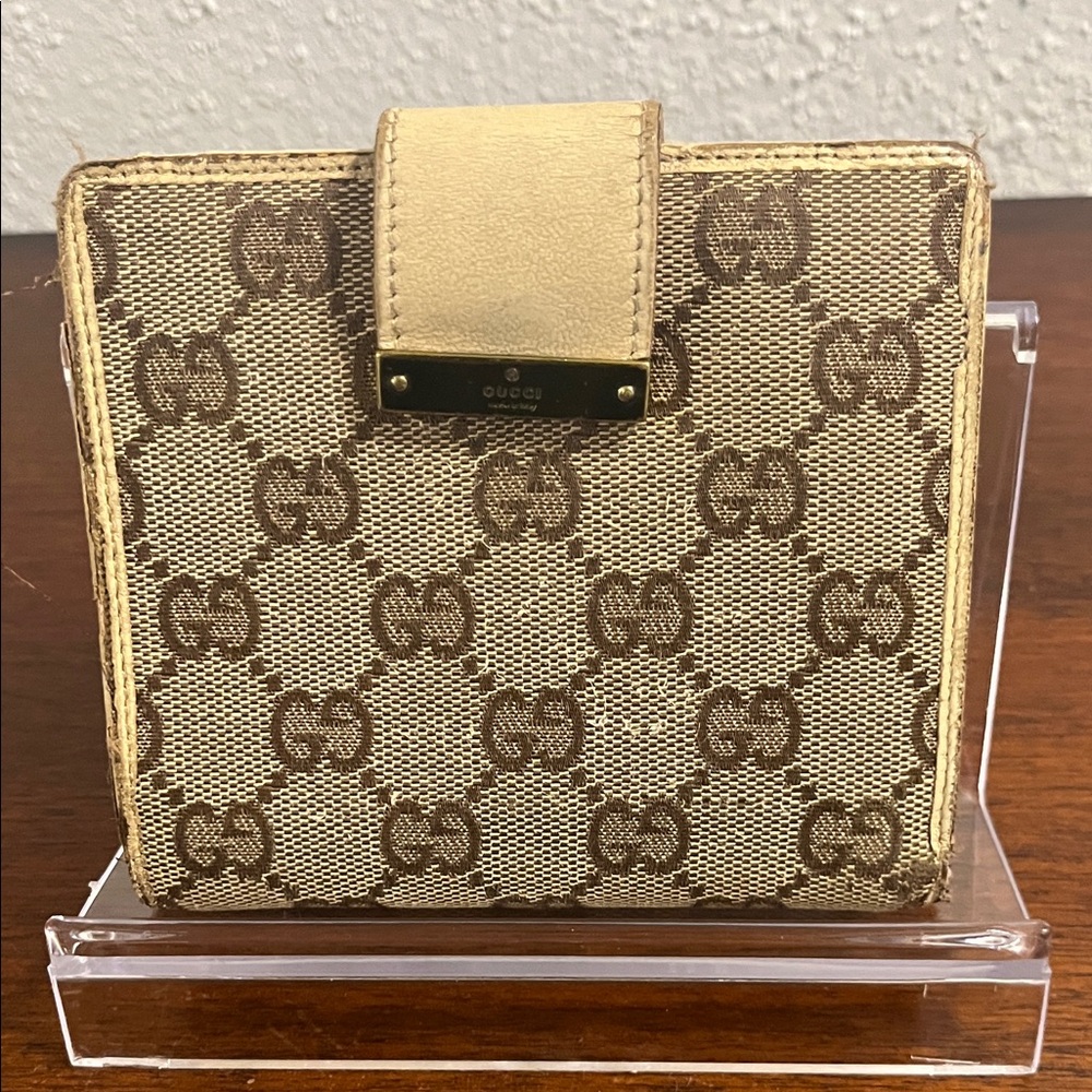 USED- Project Gucci Tan and Brown Monogram Wallet